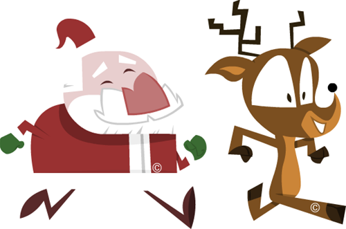 santa running with reindeer