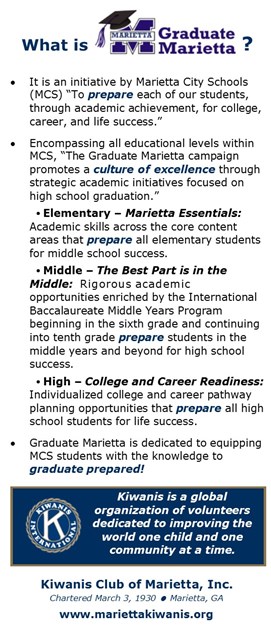 Globalisation Essay Leigh Colburn Former Director Of The Graduate Marietta Student Success Center Gmssc Shared With Us That All Seniors At Marietta High School Write A Essay On Transcendentalism also Sample Ethics Essay Marietta Kiwanis International Essay Population Growth