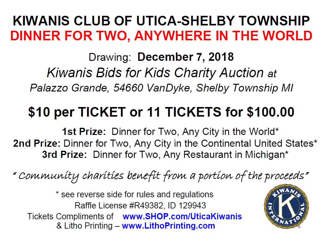 utica shelby township kiwanis international reverse raffle rules